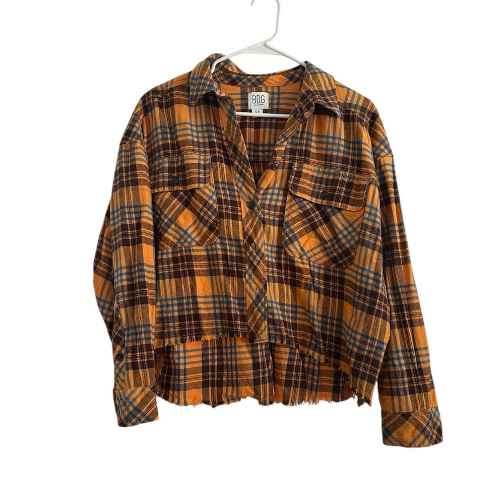 BDG Urban Outfitters Cropped Plaid Flannel Shirt S Women's
